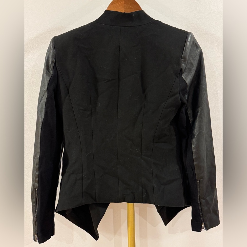 BCBGMAXAZRIA β’ Black Blazer with Leather Sleeves - Picture 6 of 8